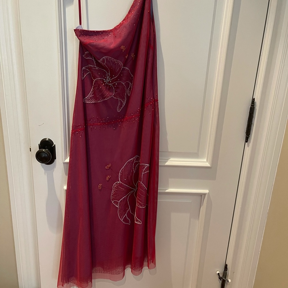 One shoulder midi dress.